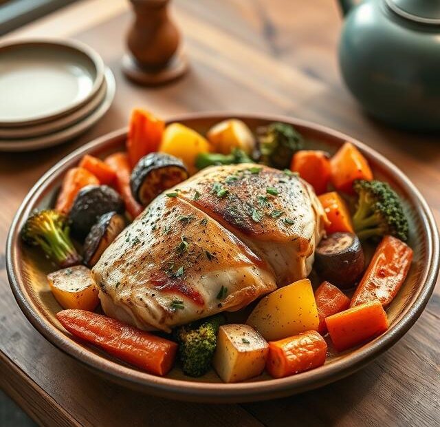 One-Pan Garlic Butter Chicken with Roasted Vegetables