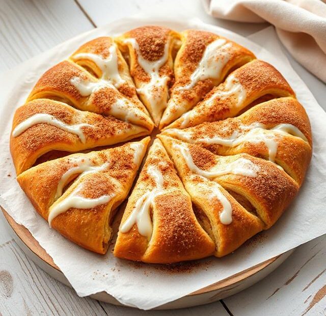 Cinnamon Sugar Pizza made with Crescent Rolls