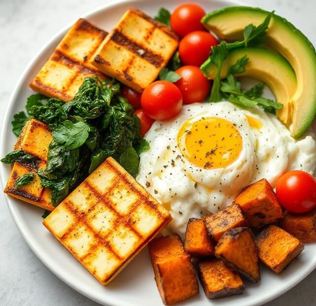 Halloumi and Scrambled Egg Power Plate Recipe