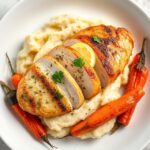 Garlic Herb Chicken With Creamy Mash & Roasted Carrots Recipe