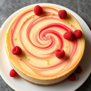 Lemon Raspberry Swirl Cheesecake - Delicious Dessert