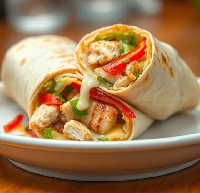 Cheesy Garlic Chicken Wraps Recipe