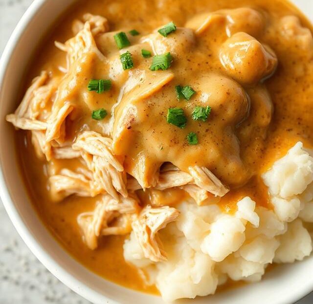 Slow Cooker Creamy Chicken & Gravy