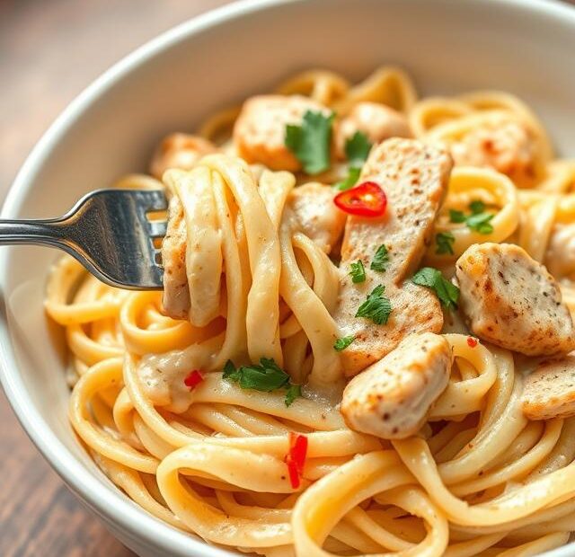 Creamy One Pot Cajun Chicken Linguine with Garlic Parmesan Sauce