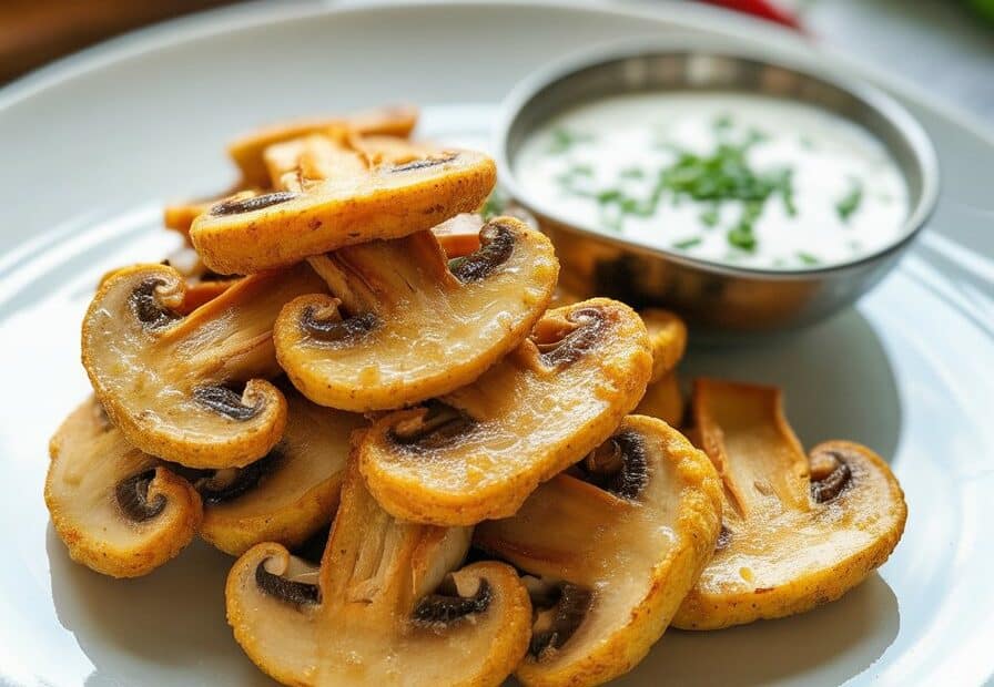 Fried Sliced Mushrooms with Ranch