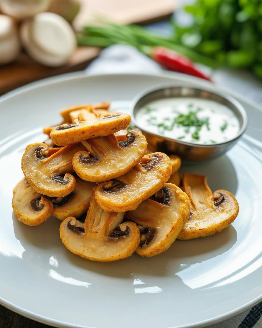 Fried Sliced Mushrooms with Ranch