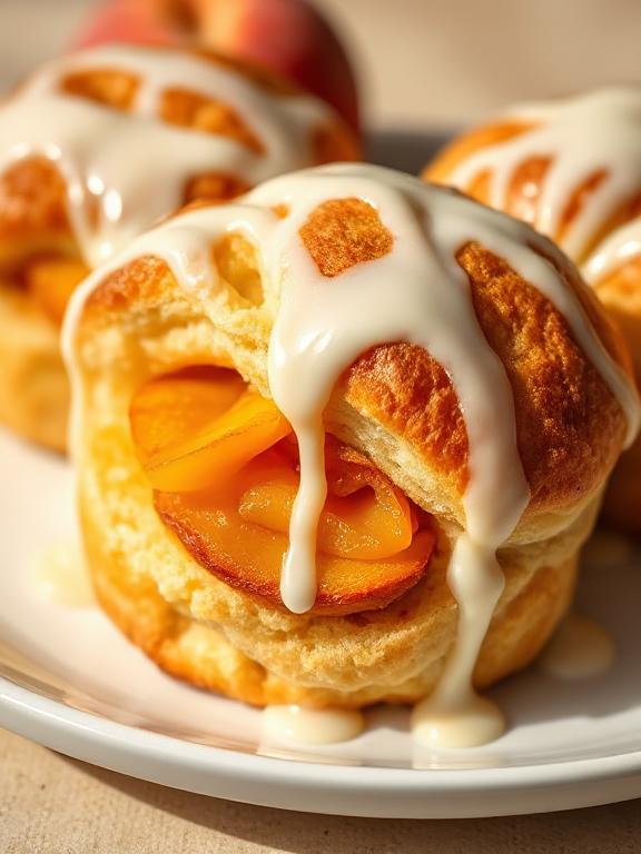 Peach Pie Cruffins with Vanilla Cream Glaze