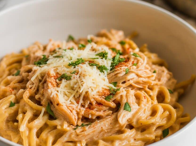 Crockpot Garlic Parmesan Chicken Pasta Recipe
