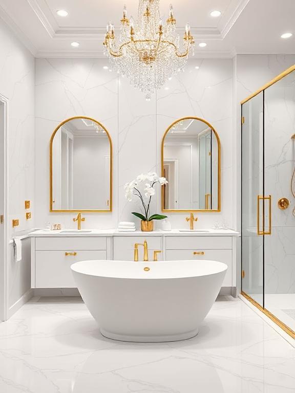 3 Elegant White and Gold Bathroom Design Ideas