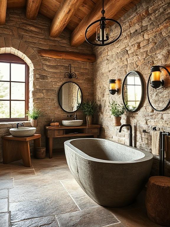 5 Rustic Wood & Stone Bathroom Style Inspirations