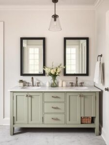 Vintage-Inspired Vanity with Sleek Finishes