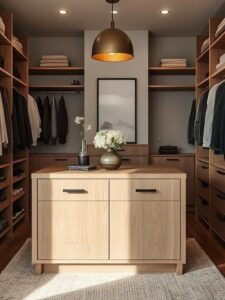 Natural Wood Island with Modern Detailing