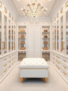 Modern Minimalist White & Gold Closet