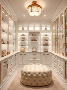Luxurious Boutique-Style White & Gold Closet