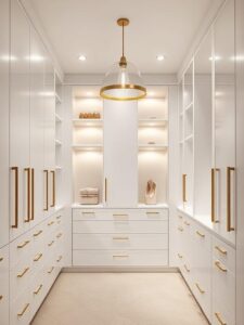 Modern Minimalist White & Gold Closet